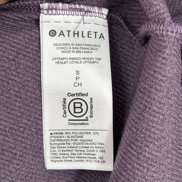 Athleta Uptempo Ribbed Long Sleeve Henley Tee Purple Size Small - Picture 9 of 10